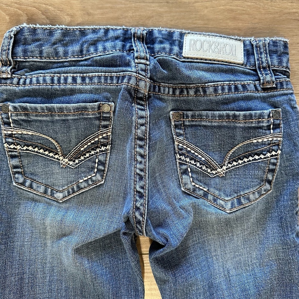 Rock & Roll Cowgirl Denim Jeans Girls 12 Blue Bootcut Stretch Embroidery Western